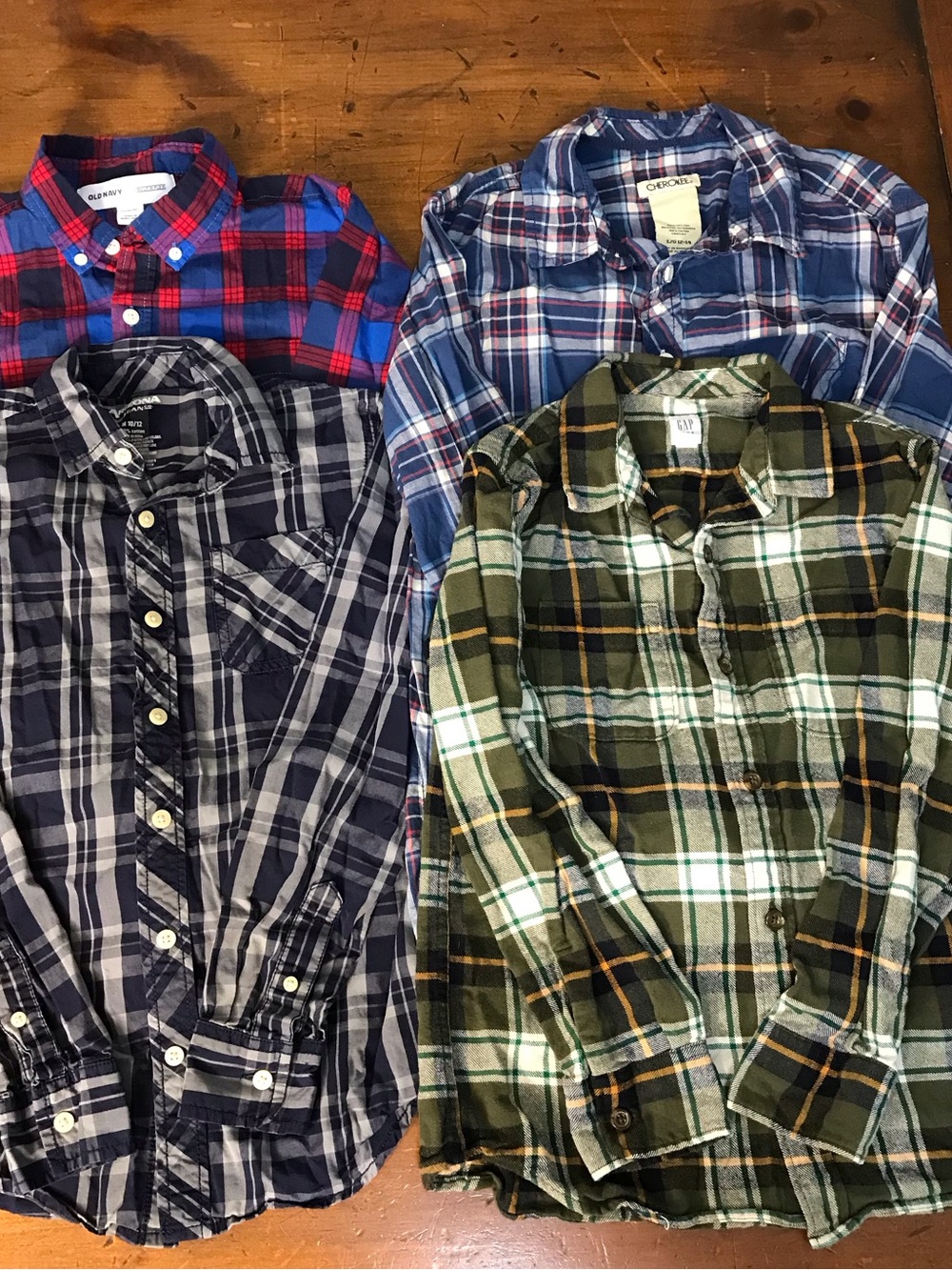 Boy’s 10/12 Lot of 4 Plaid Button Down Shirts Gap-Old Navy-Arizona-Cherokee